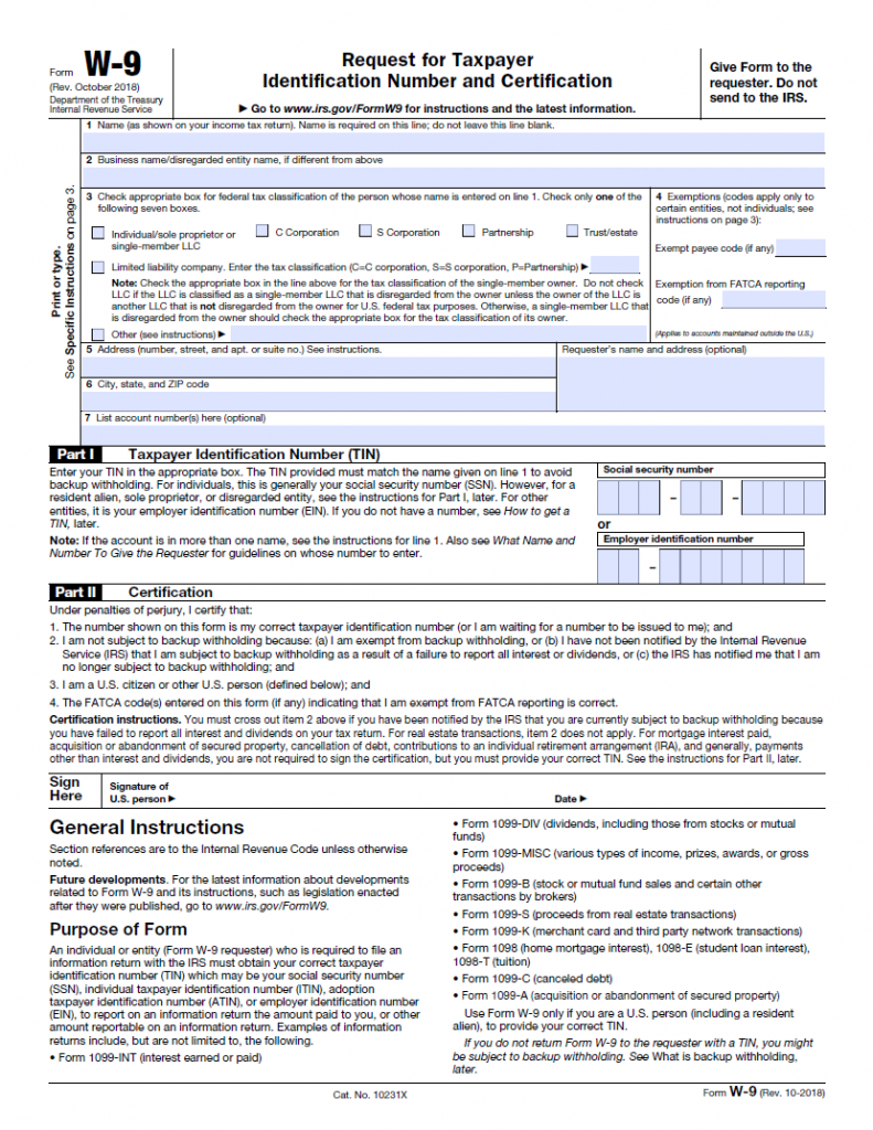 2022 IRS Printable W9 Form Printable W9 Form 2024 (Updated Version)