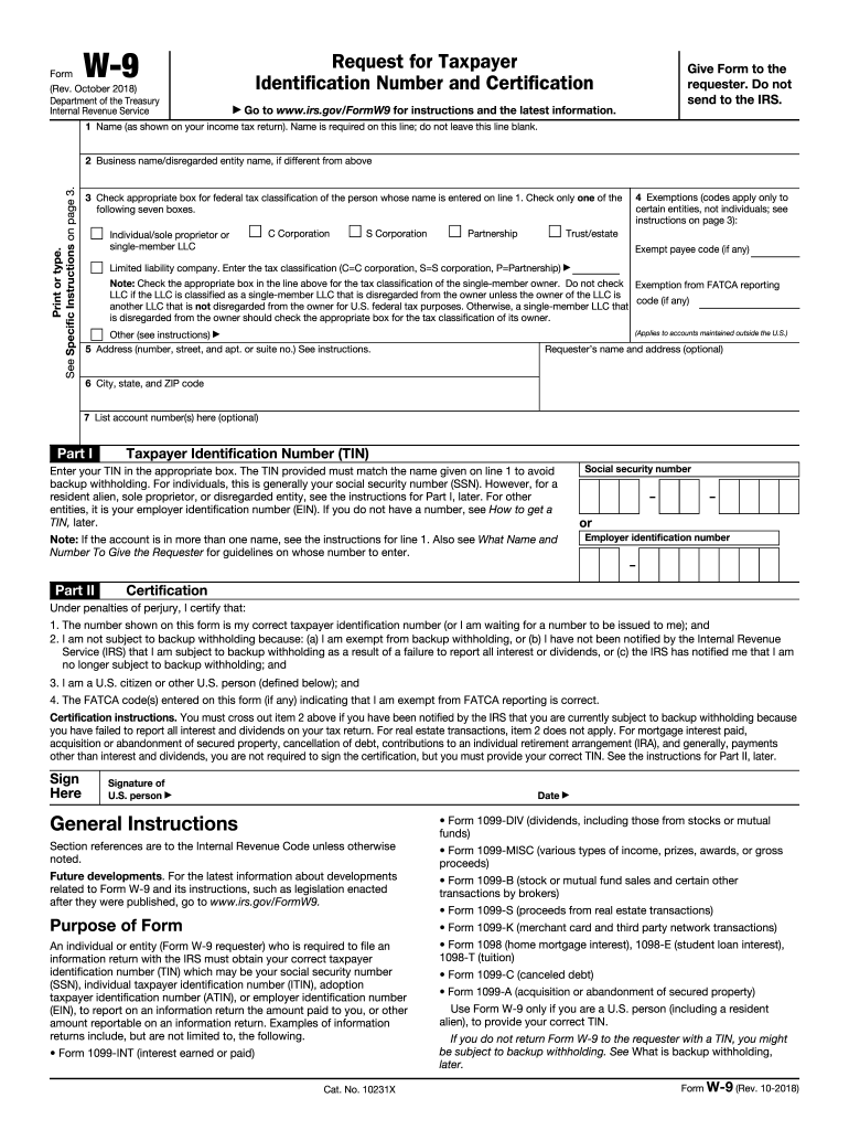 Printable W-9 Form Recent Revision