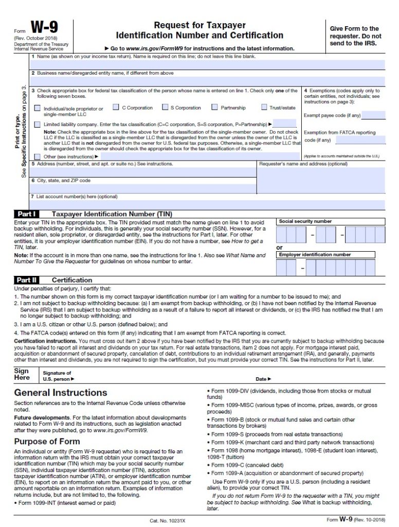 W9 form 2023 IRS For Freelancer